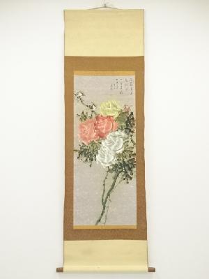 美樺筆　花鳥図　肉筆紙本掛軸